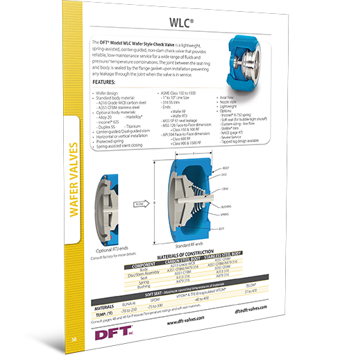 WLC® Check Valves Cut Sheet DFT Valves DFT® Inc